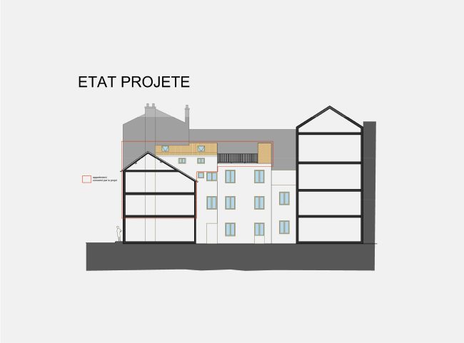 Terrasse - plan de coupe - état projeté